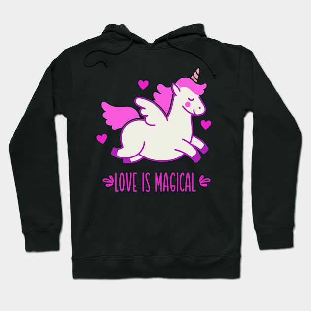 Love Is Magical with Pink Unicorn Hoodie by tropicalteesshop